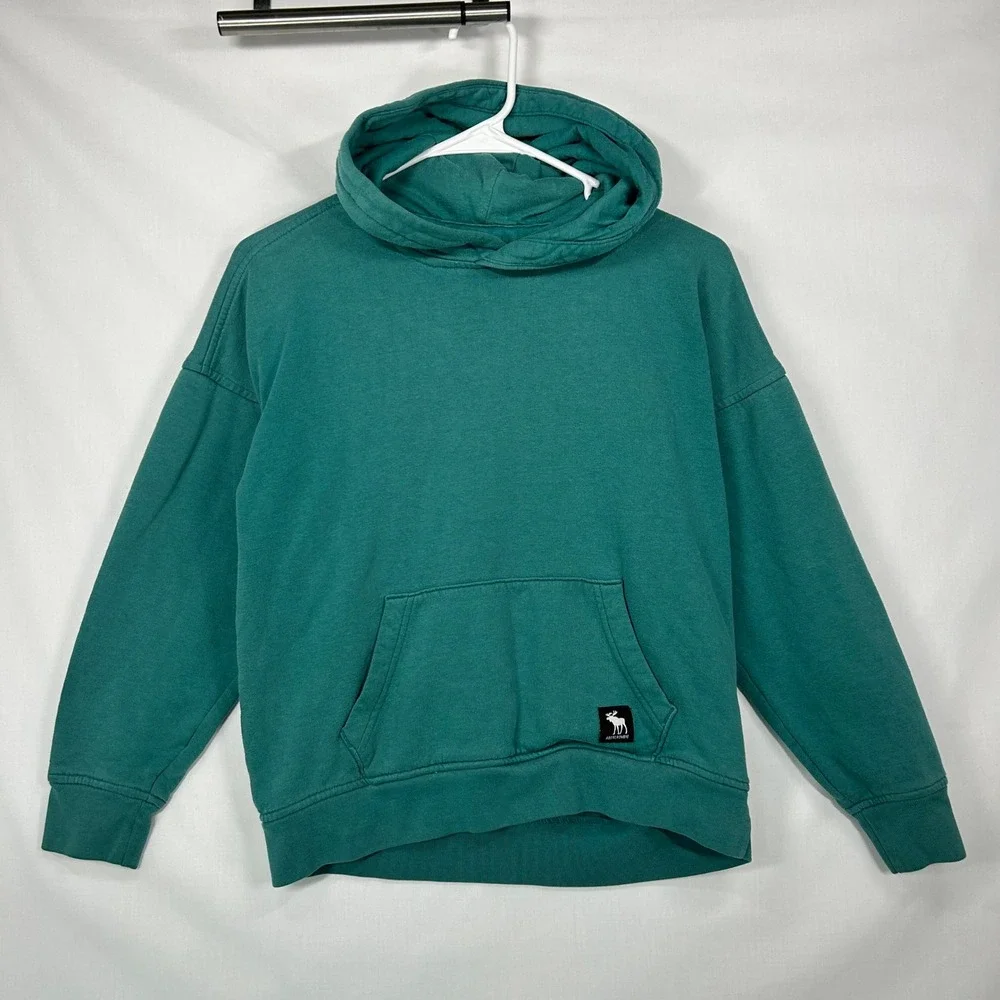 Abercrombie Kids Y2K Teal Green Back Graphic Pullover Hoodie – 11/12